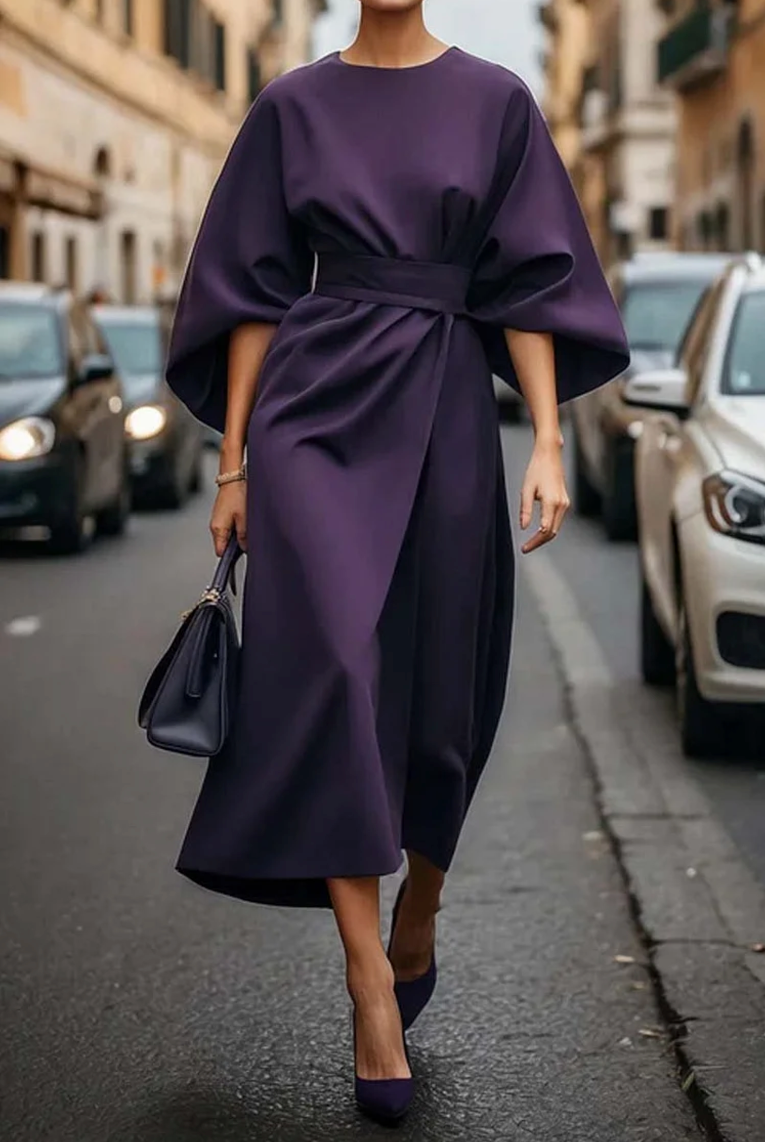 Louise – Robe élégante avec manches-lanternes