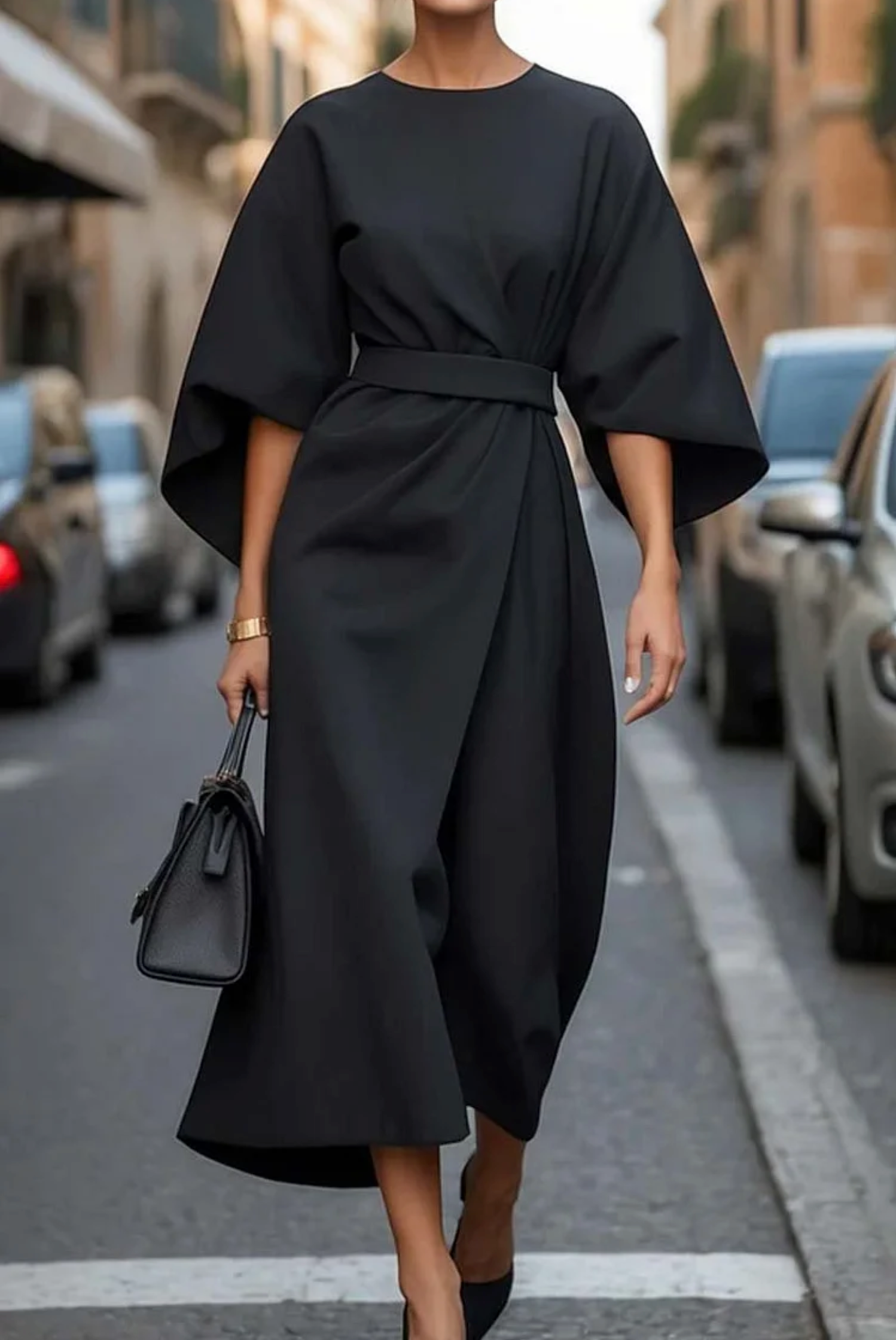 Louise – Robe élégante avec manches-lanternes
