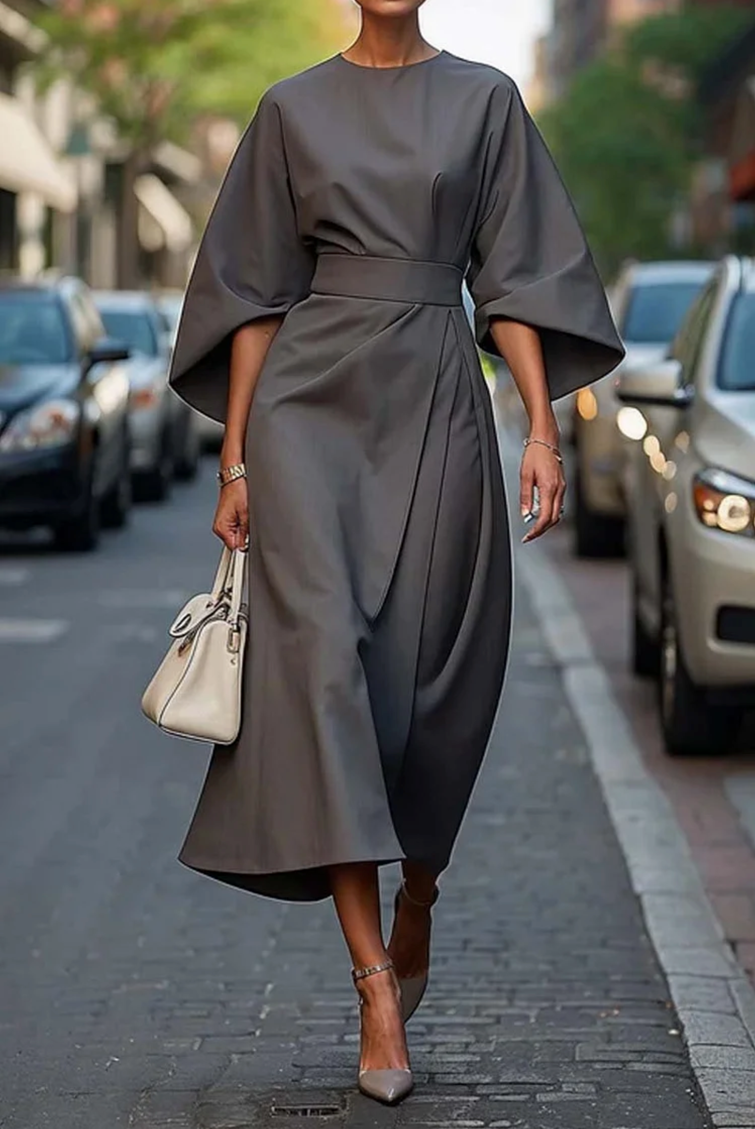 Louise – Robe élégante avec manches-lanternes