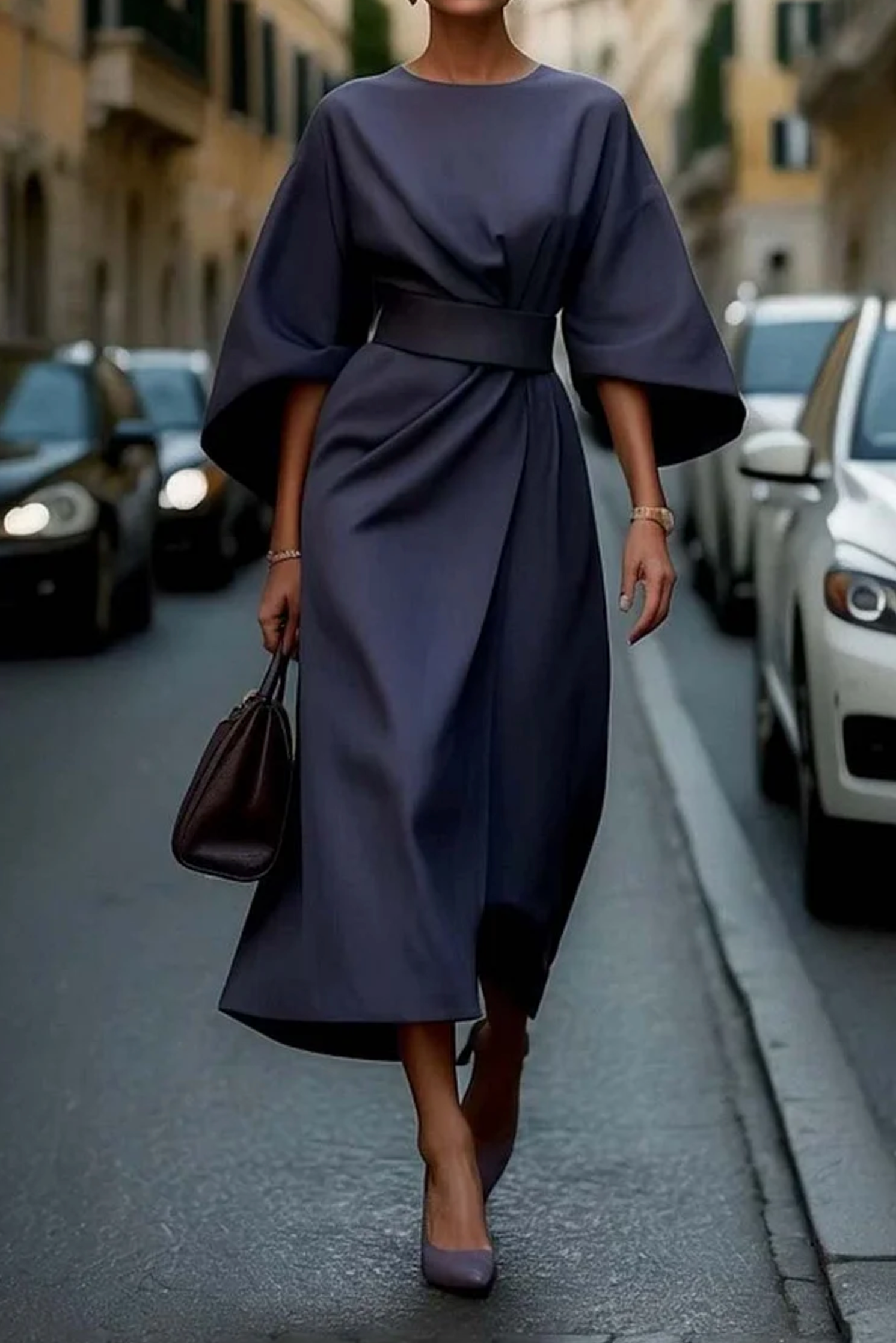 Louise – Robe élégante avec manches-lanternes