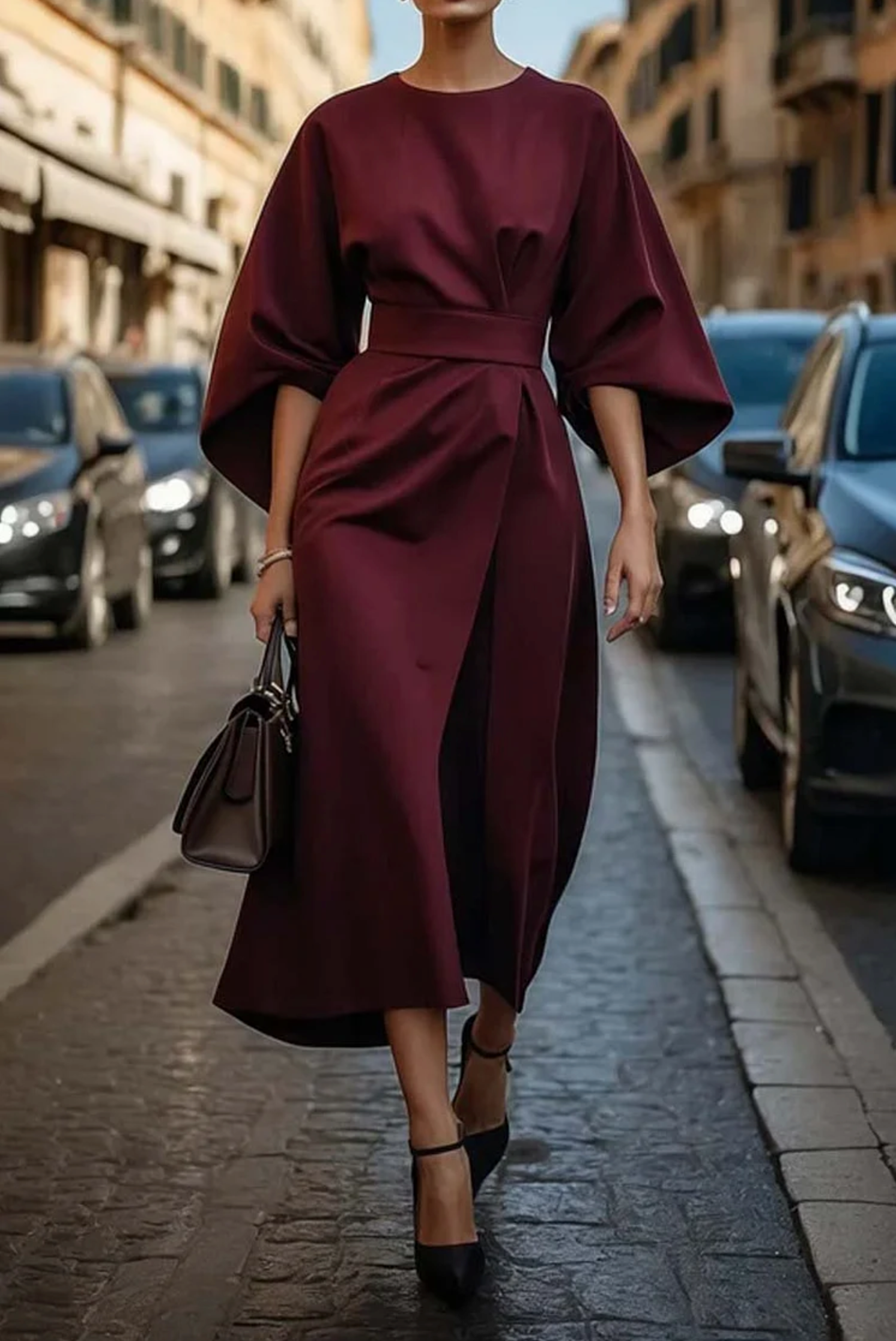 Louise – Robe élégante avec manches-lanternes